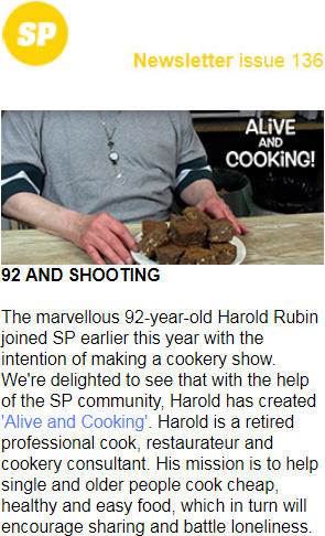 Alive and Kicking Cookery pilot Shooting People Newsletter 136 on portfolio page